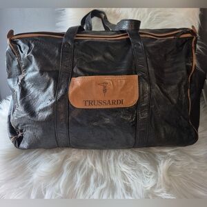 Vintage Leather Trussardi Shoulder Bag Tote  1980s Retro